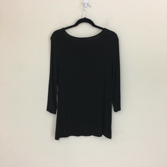 J Jill Black Round Neck Top Stretch Thin Lt weight - Picture 5 of 12